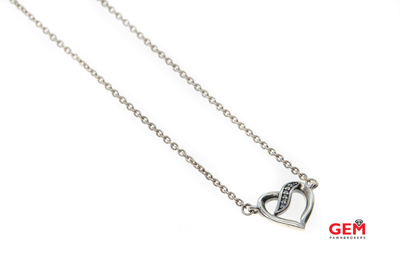 Pandora Ribbons of Love Open Heart Cubic Zirconia ALE S925 Sterling Silver 17.75" Necklace