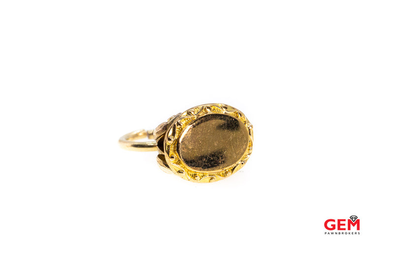 Antique Filigree Scroll Drop Charm 14K 585 Yellow Gold Pendant
