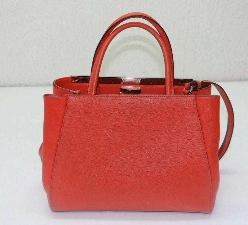 FENDI 2Jours Saffiano Mini Tote Bag, Red Orange 8BH253-D73