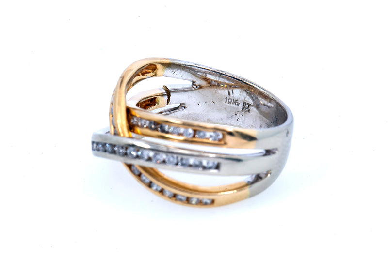 Legend Jewelry Crossover Diamond Band 10K 417 White & Yellow Gold Ring Sz 7