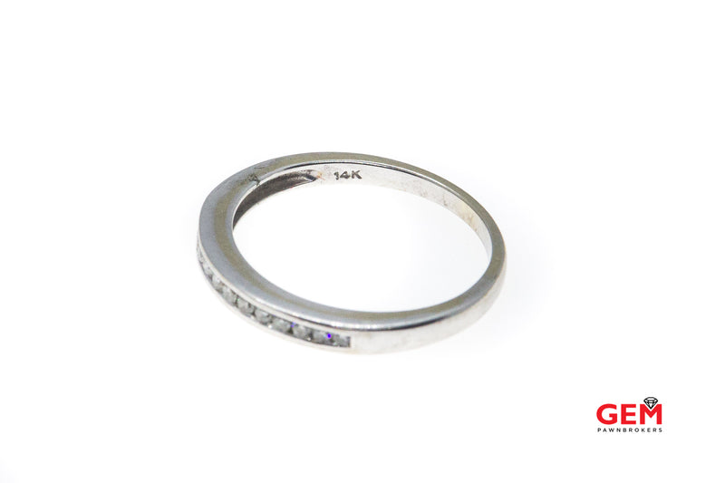 Zales IKS Round Diamond Channel Set Wedding Band 14K 585 White Gold Ring Size 6 3/4