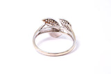 Diamond Flower Petal Leaf 14k 585 White Gold Cluster Ring Size 6.5