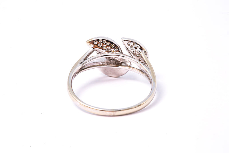 Diamond Flower Petal Leaf 14k 585 White Gold Cluster Ring Size 6.5
