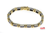 Tanzanite & Diamond White Yellow Gold 14k 585 Tennis Row Station Bracelet 7"
