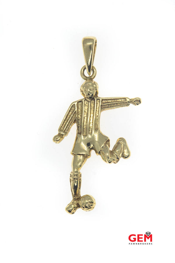 14 KT Yellow Gold Soccer Player Charm Pendant