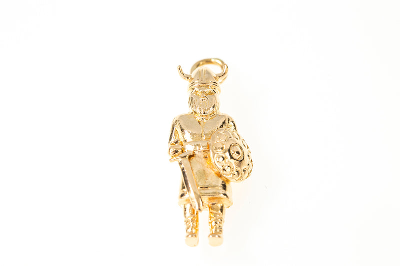 Viking Warrior Solider 18k 750 Yellow Gold Charm Pendant