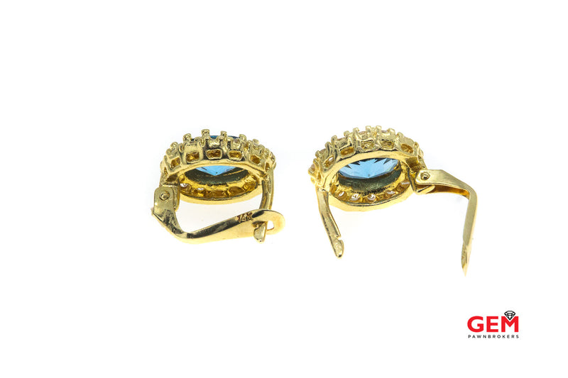 Topaz & Cubic Zirconia 14k 585 Yellow Gold Earrings