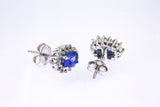 BJB Natural Iolite & Cubic Zirconia Halo Accent Studs 18K 750 White Gold Pair Earrings