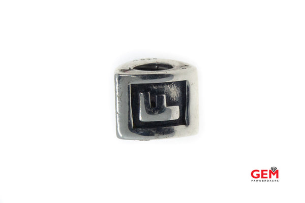 Pandora ALE Alphabet Block Initial Letter "F" S925 Sterling Silver Charm Pendant (2) Bead