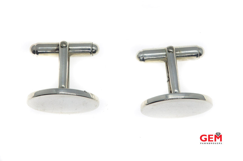 Tiffany & Co Classic Framed Oval Cuff Links 925 Sterling Silver Toggle Cufflinks