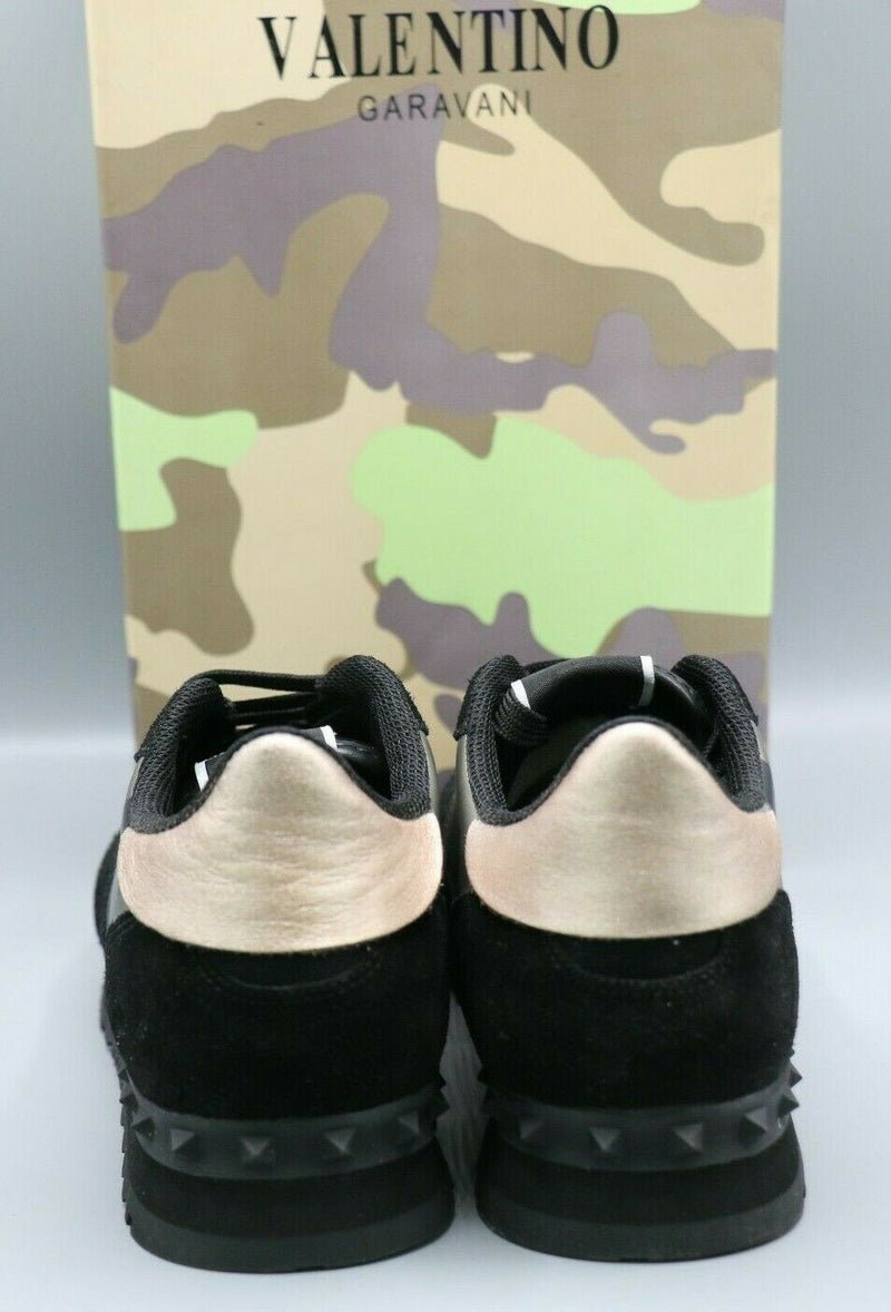 Valentino Rockrunner Men's Camo Sneakers Rockstud Black Shoes Size 39/6