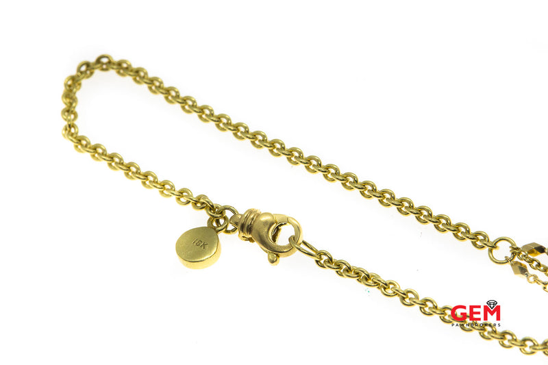 Robin Rotenier Natural Garnet Briolette Gemstone 2.4mm Chain Link 18K 750 Yellow Gold Designer 16" Necklace