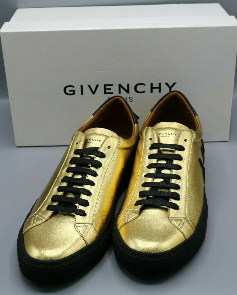 Givenchy Men's Gold and Black Leather Urban Street Logo Sneaker Size 10/43