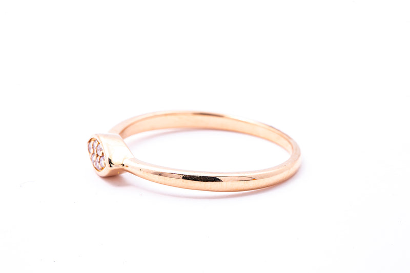 SNJ Diamond Pave 4mm Eye Ellipse Wire Band 14K 585 Rose Gold Ring Size 7