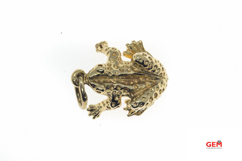 Oregon Spotted Frog Animal Lover Charm Solid 14K 585 Yellow Gold Drop Pendant