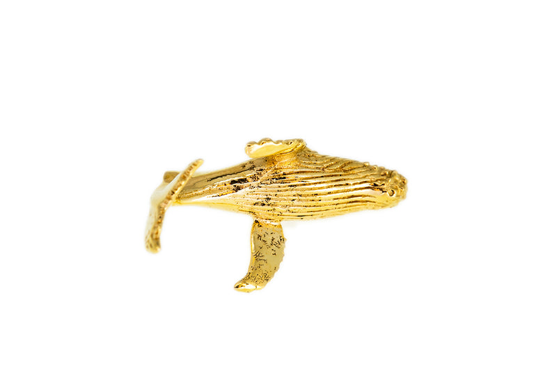 Baleen Humpback Whale Nautical Charm 14K 585 Yellow Gold Drop Pendant