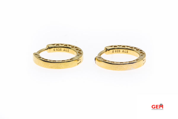 Pandora ALE Pulido Redondo Aro 925 Plata de Ley Tono Oro Par de Pendientes