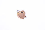 Fana Diamond Line Wrapped Heart Charm Solid 18K 750 Rose & White Gold Pendant