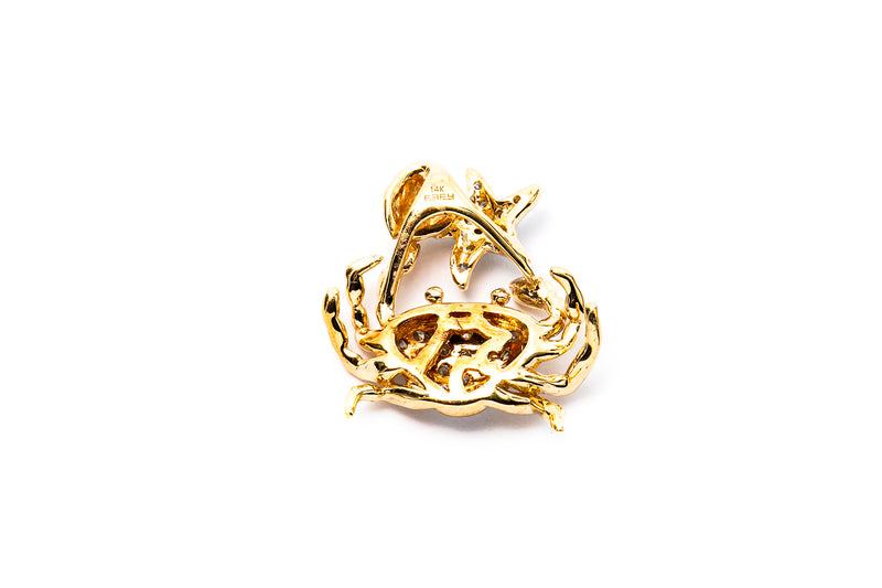 Effy Diamond crab Cancer Zodiac 14k 585 Yellow Gold Diamond Charm Pendant