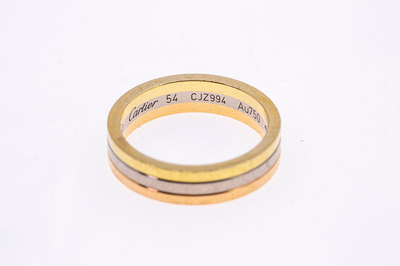 Cartier Trinity Wedding Band 18K 750 Yellow Rose White Gold Ring Sz 54 US 6 3/4