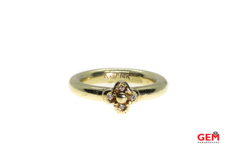 Vail Designer 14K Yellow Gold Flower Petal Diamond Ring Size 5.5