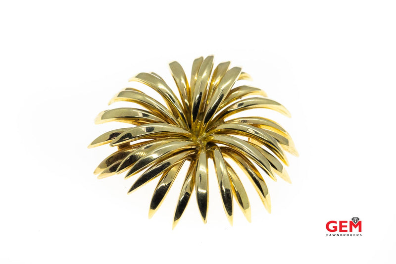 Tiffany & Co 18 KT Yellow Gold Sunburst Flower Lapel Pin Brooch