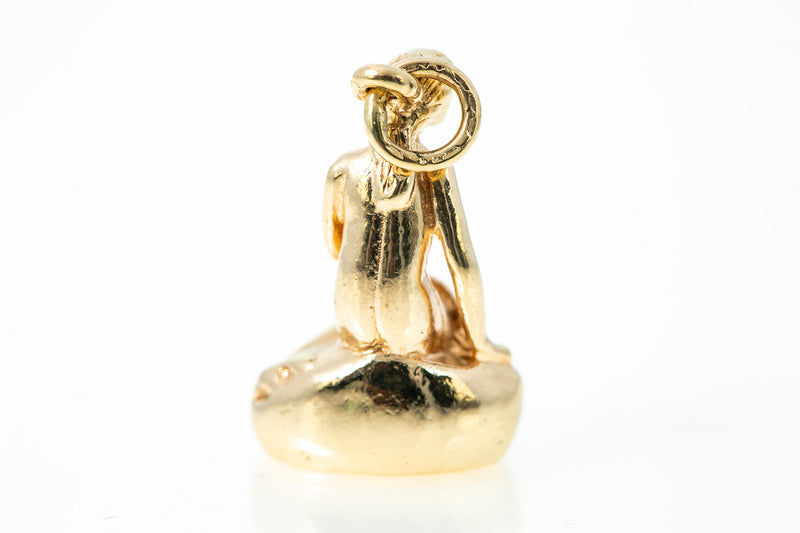 Vintage BH Benhard Hertz Mermaid Sitting Women 14k 585 Yellow Gold Charm Pendant