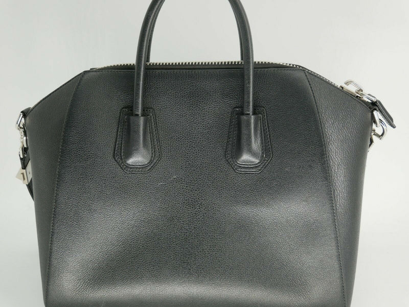 GIVENCHY: Medium ANTIGONA Grain Black Shiny Leather Satchel Bag