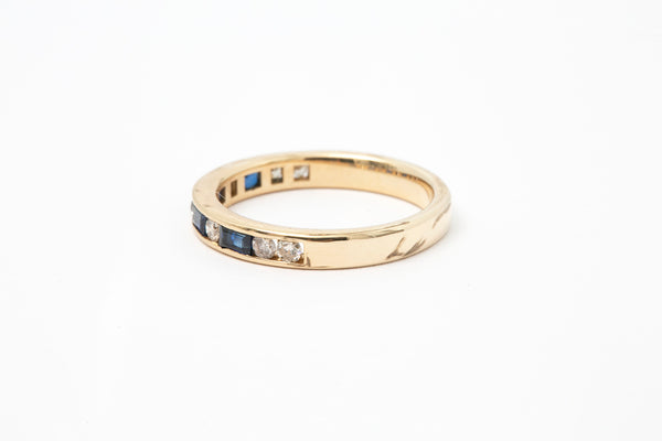 Sapphire & Diamond Stackable 14k 585 Yellow Gold Wedding Band Ring