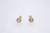 Milgrain Line Set Cubic Zirconia 5mm Studs 14K 585 Yellow Gold Pair of Earrings