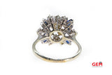 Diamond Sapphire Abstract Cluster Ring 14k 585 White Gold Ring Size 8.5