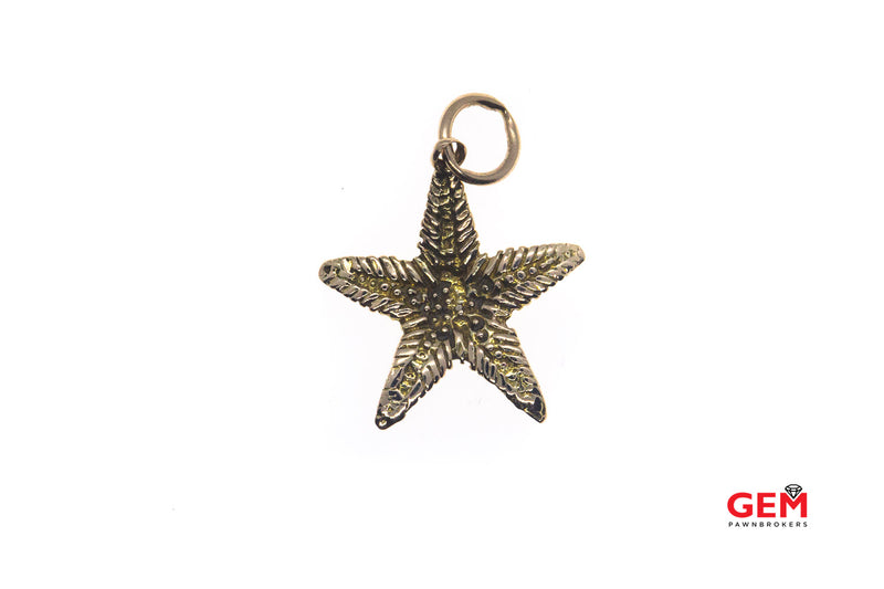 Textured Royal Starfish Charm 10K 417 Yellow Gold Animal Pendant