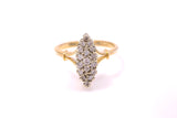 Antique Navette Diamond Cluster Cocktail Ring 14k 585 Yellow White Gold Sz 4.5