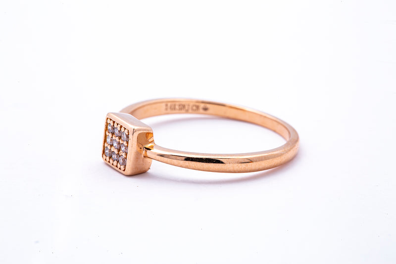 SNJ 5.5mm Square Geometric Diamond Pave Wire Band 14K 585 Rose Gold Ring Size 7