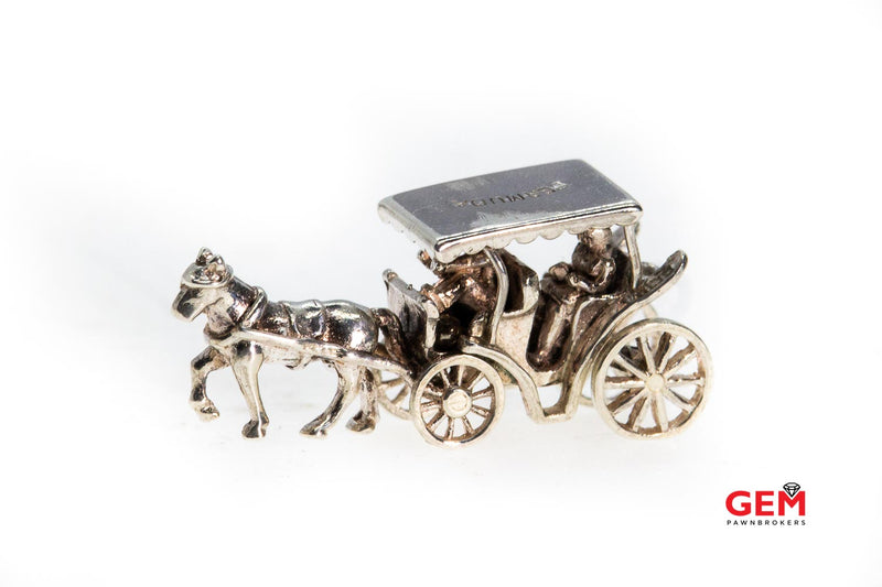 Bermuda Horse Drawn Carriage Buggy Souvenir Charm 925 White Pendant