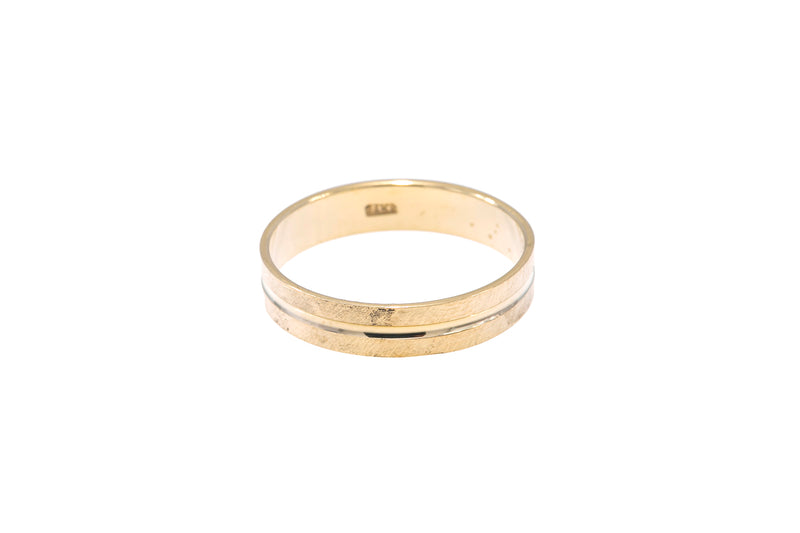 Single Ridge Bony Levy 14k 585 Yellow Gold Wedding Band Ring Size 7.5