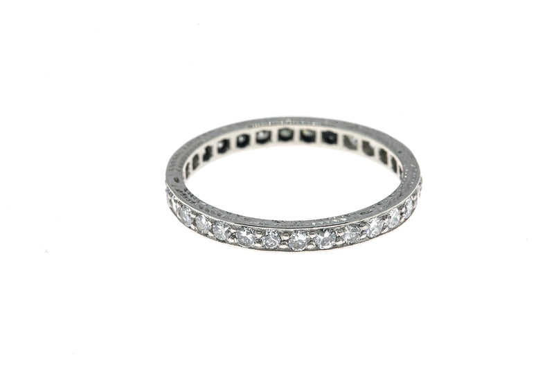 Full 2.4mm Estate Carved Diamond Stackable Eternity Band 950 Platinum Ring Size 7 1/2