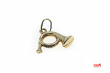 Musical Instrument Post Horn Drop Charm 14K 585 Yellow Gold Music Pendant