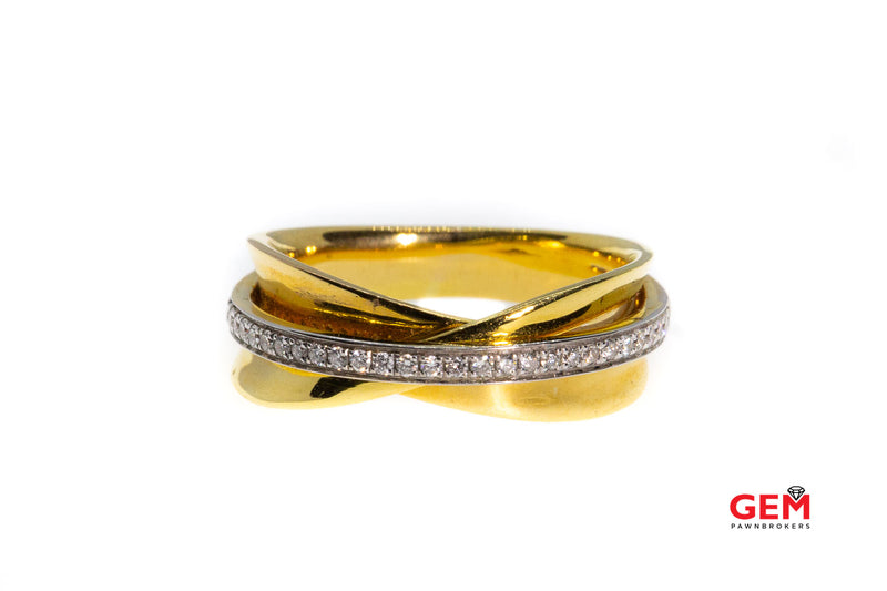 Simon G 18KT Two Tone Gold Diamond Band Ring Size 6.5