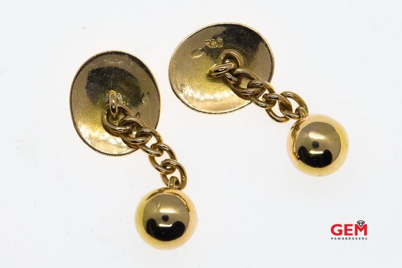 Antique 18k 750 Italian Button Gold Yellow Gold Tuxedo French Cuff Dress Cufflinks