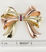 Eckfedt & Ackley 14KT Gold Diamond Pink Sapphire Two Tone Brooch