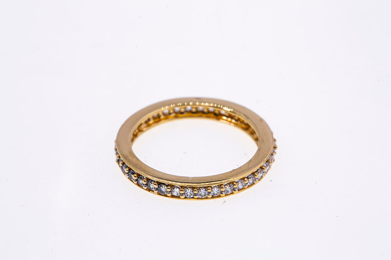 Full 2.5mm Stackable Cubic Zirconia Eternity Band 14K 585 Yellow Gold Ring Size 5