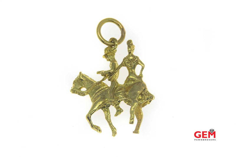 18 KT Yellow Gold Cowboy Rodeo Charm Pendant