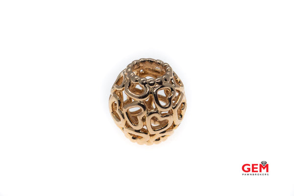 Pandora ALE Rose Gold Plated Sterling Silver 925 Open Heart Filigree Rose Bead Charm