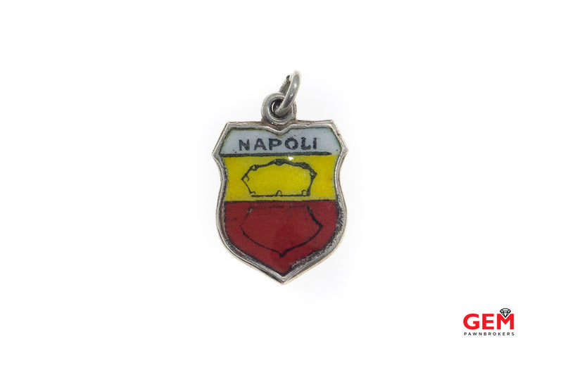 Napoli Fritz Reu & Co German Silver 800 Charm Pendant Enamel Travel Bracelet