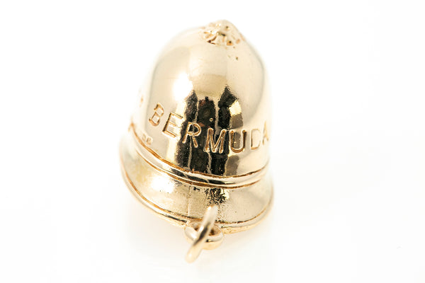 Bahamas English Hallmark 14k 585 Yellow Gold Police Helmut Charm Pendant