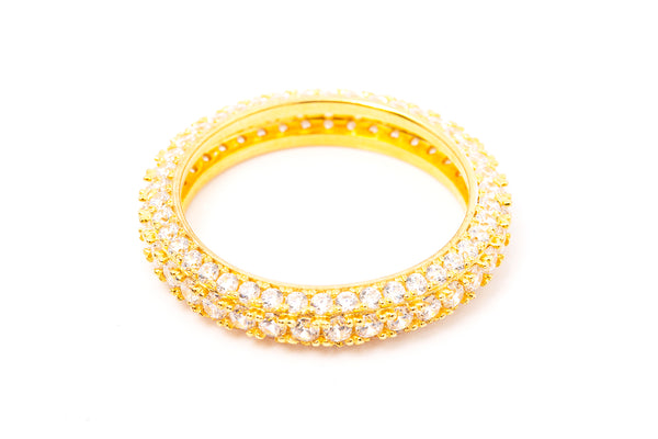 Cubic Zirconia Sterling Silver 925 CZ Eternity Triple Row Wedding Band Ring Size 9.5