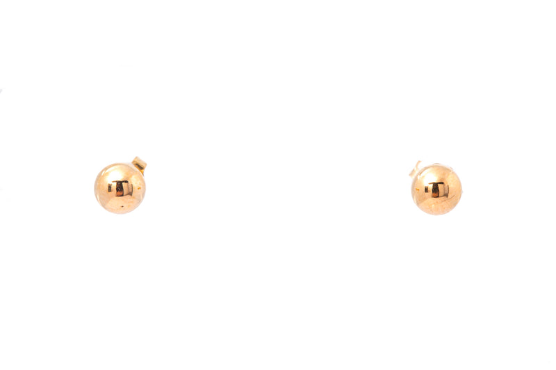 Stud Ball Plain Earrings Beaded 5mm 14k 585 Yellow Gold Simple