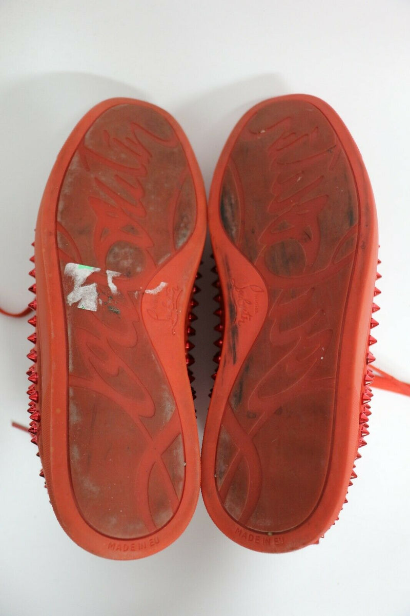 Christian Louboutin Louis Spikes High Top Sneakers | Red | Size US 10, EUR 43