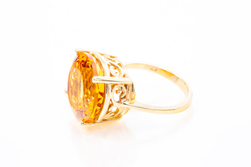 Effy Natural Round 11.03ct Citrine Gemstone 14k 585 Yellow Gold Ring Size 5